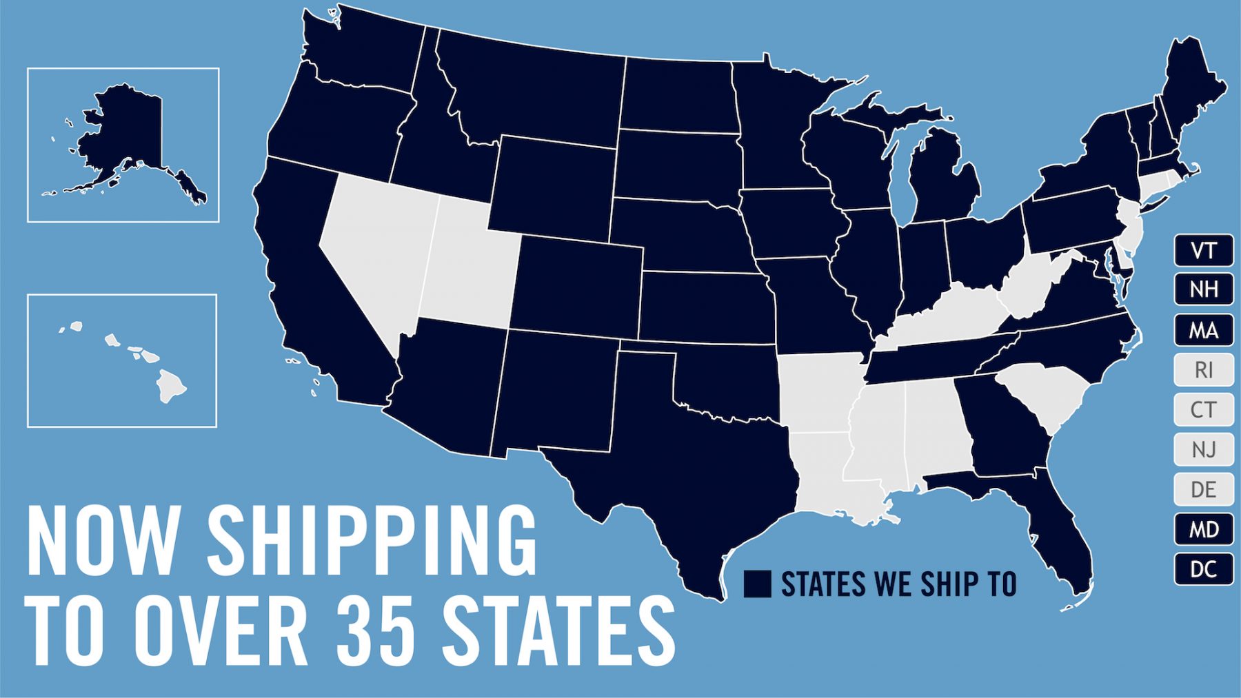 This is a map that highlights all of the states within the United States that Prairie Berry Winery can ship to.